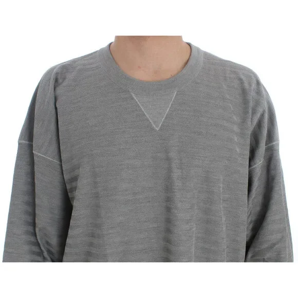 Dolce & Gabbana Gray Crewneck Pullover Silk Sweater